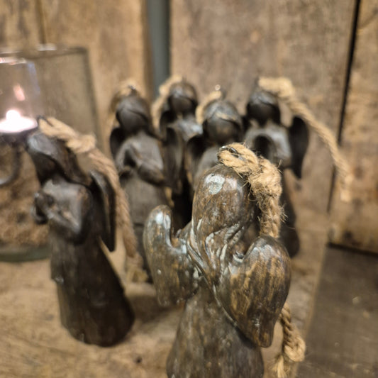 Engel hout look S met touw