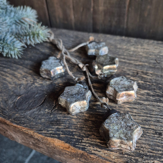 Glazen Kerst sterren aan touw slinger