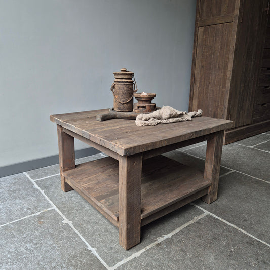 Salontafel driftwood vierkant met onderblad