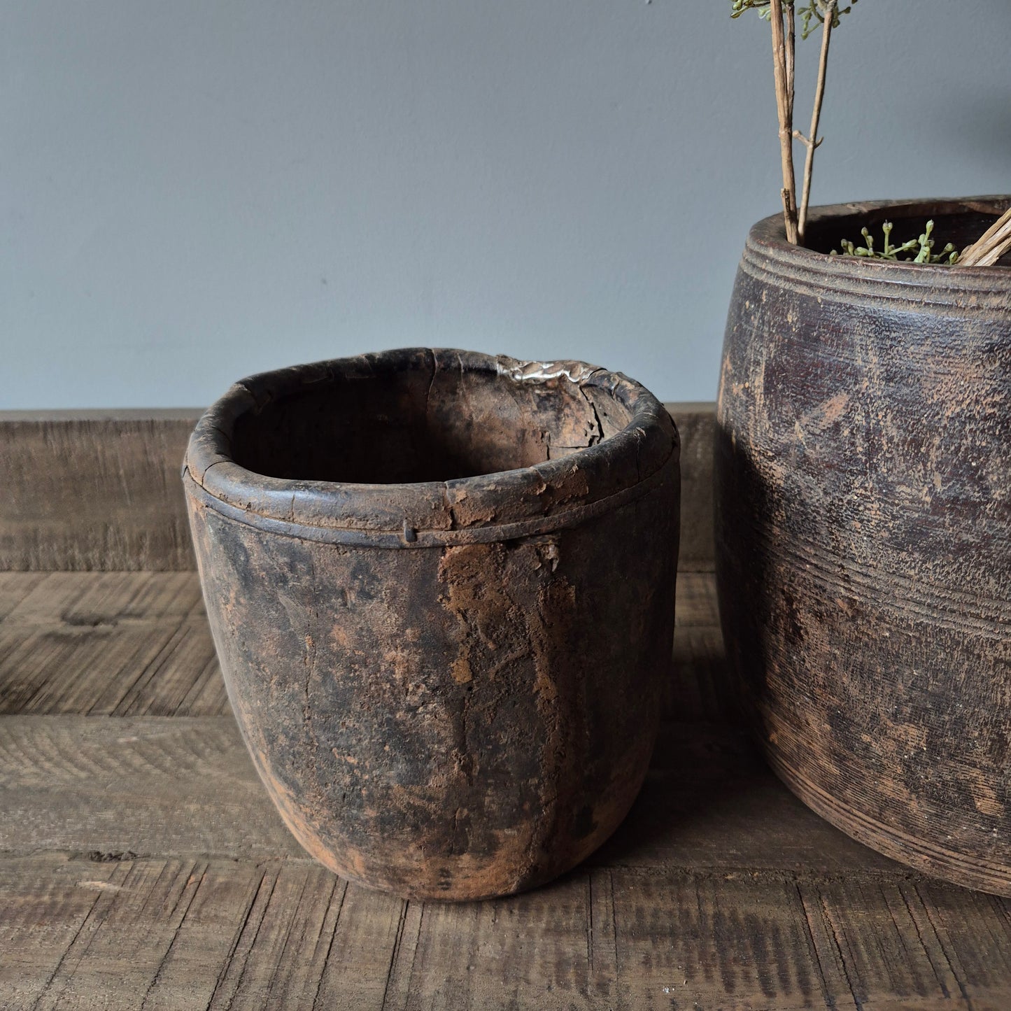 Oud houten kruik nr. 2 (links)