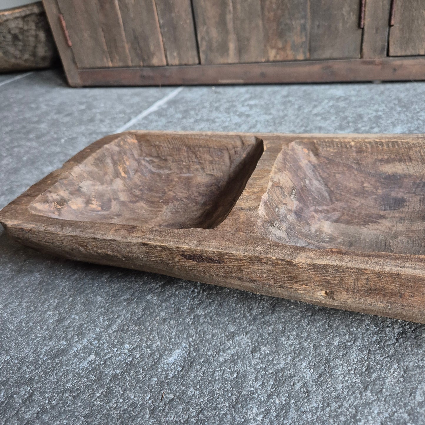 Houten 3-vaks trog