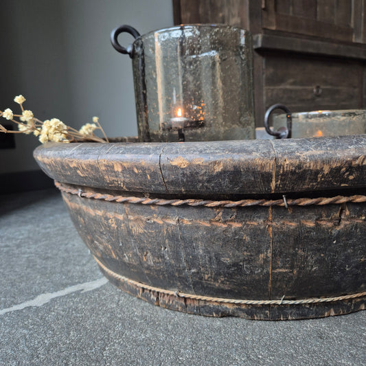 Oud houten olijfbak Luksa nr. 1