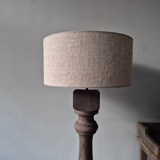 Houten baluster vloerlamp Umber incl. shabby kap | vierkant