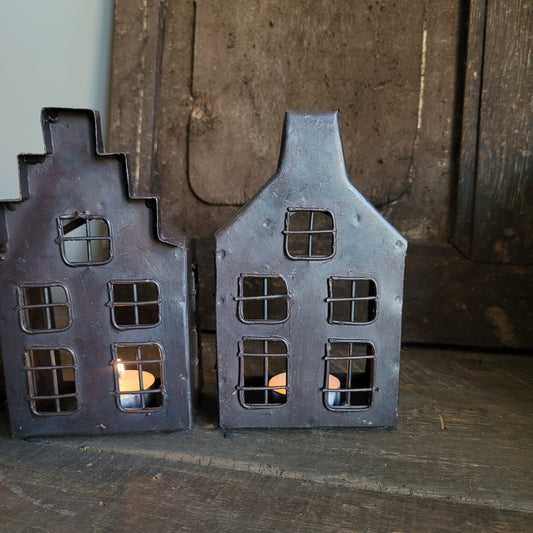 Decoratie huisje metaal recht