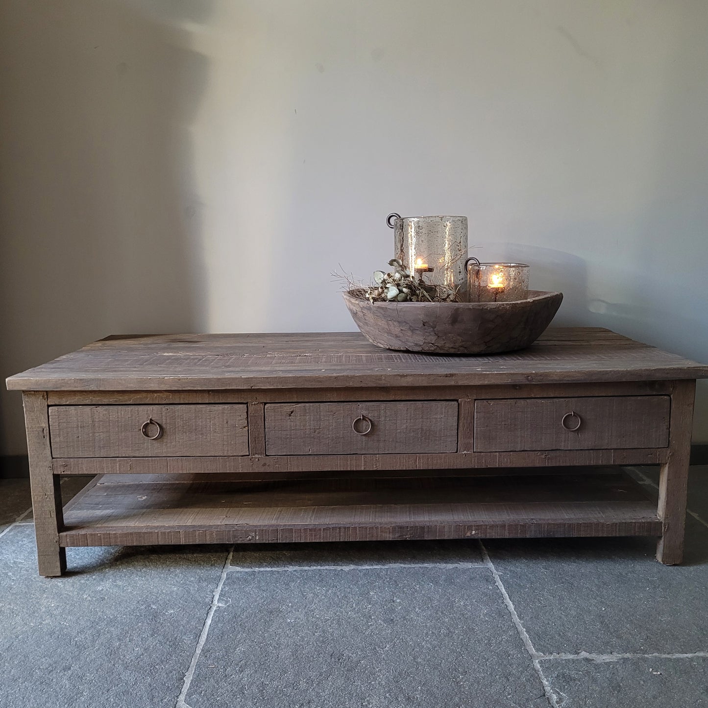 Salontafel driftwood 6 lades + onderblad 150cm