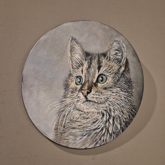 Stoer & sober schilderij Kat handgeschilderd