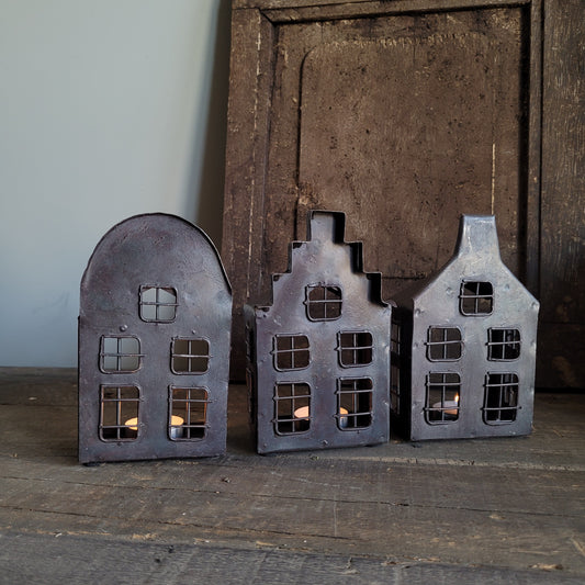 Decoratie huisje metaal recht