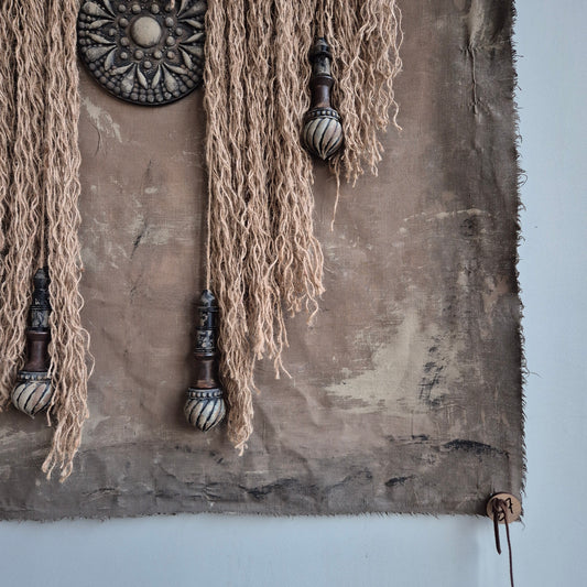 Uniek handgemaakt wanddoek San7