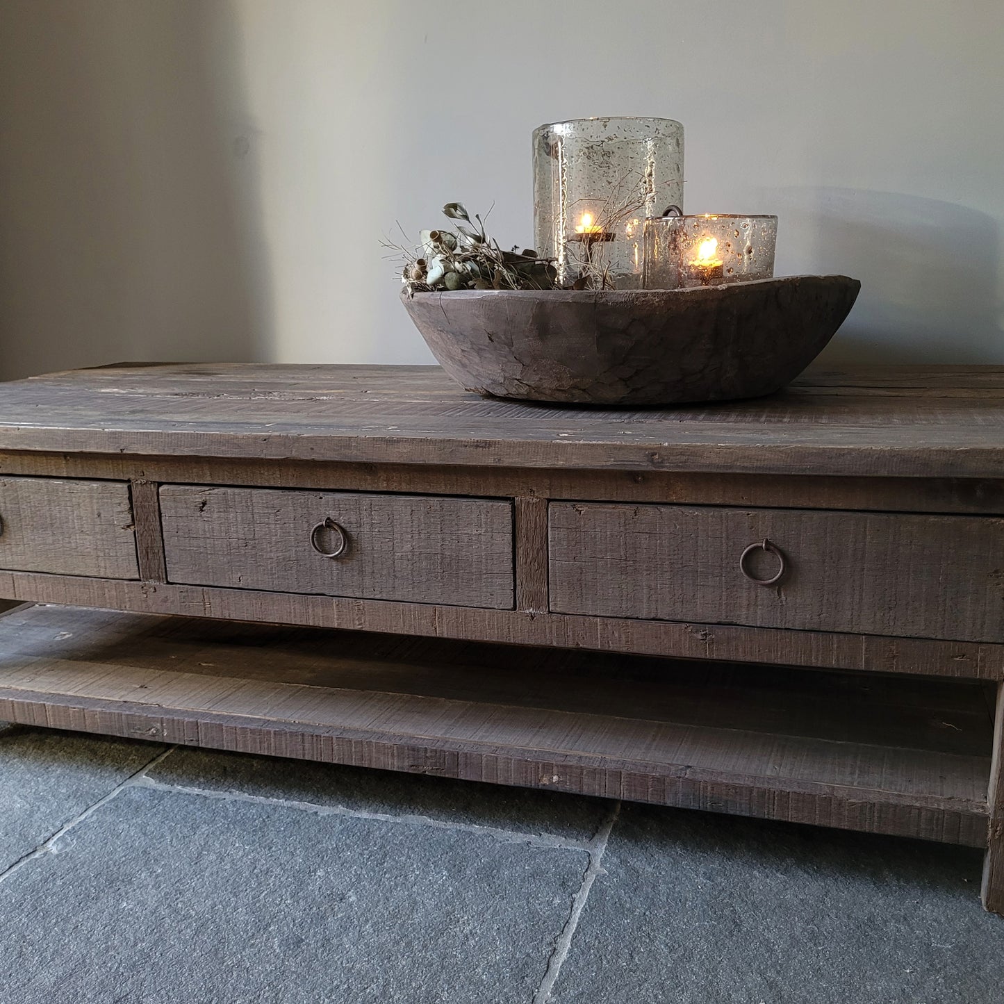 Salontafel driftwood 6 lades + onderblad 150cm