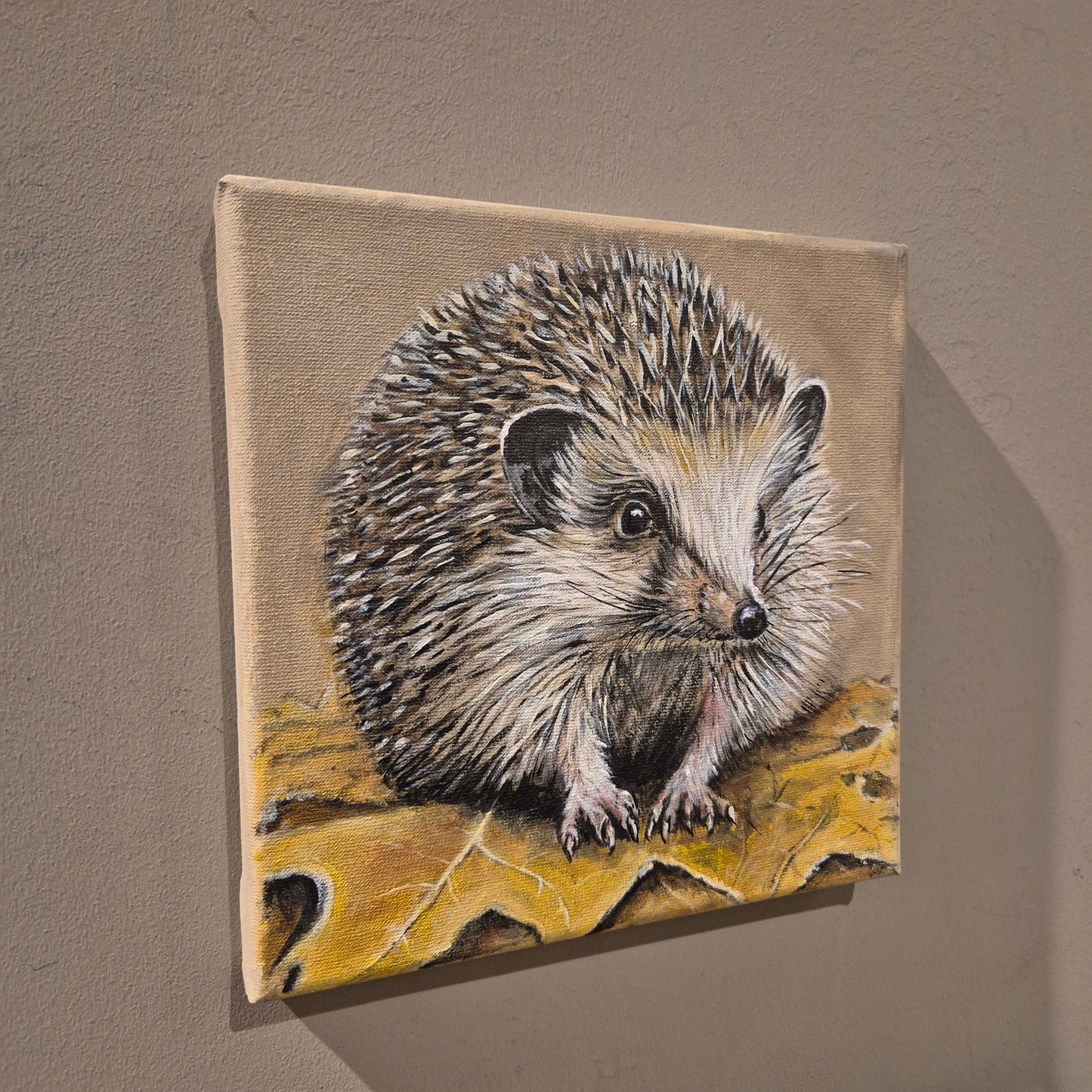 Stoer & sober schilderij Egel handgeschilderd