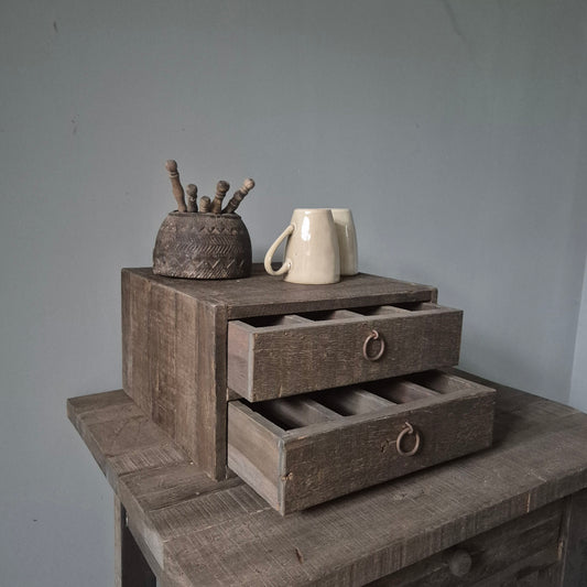 Houten bak driftwood | 2 lades koffiecups