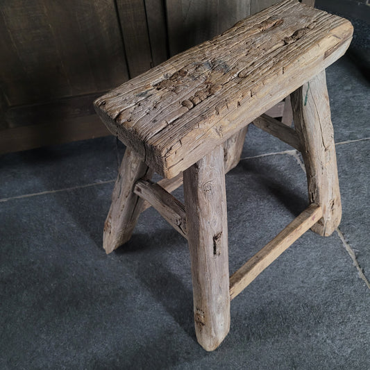 Uniek oud houten Chinese kruk | bankje nr. 5