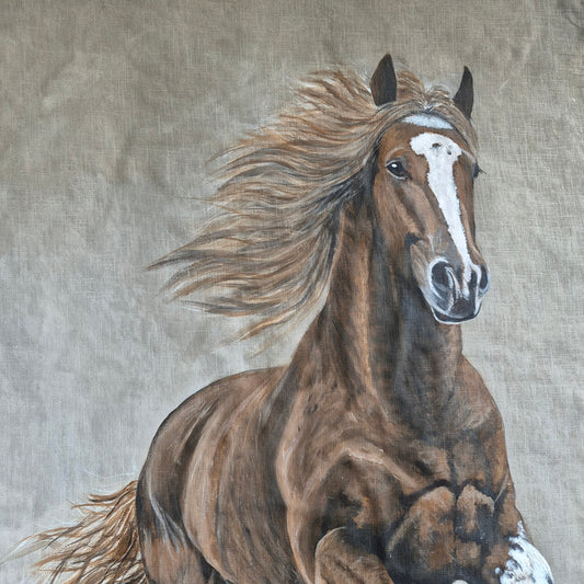 Uniek handgemaakt kalkdoek paard San7