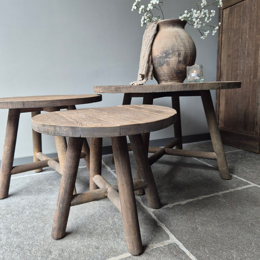 Salontafel oud hout driftwood set van 3