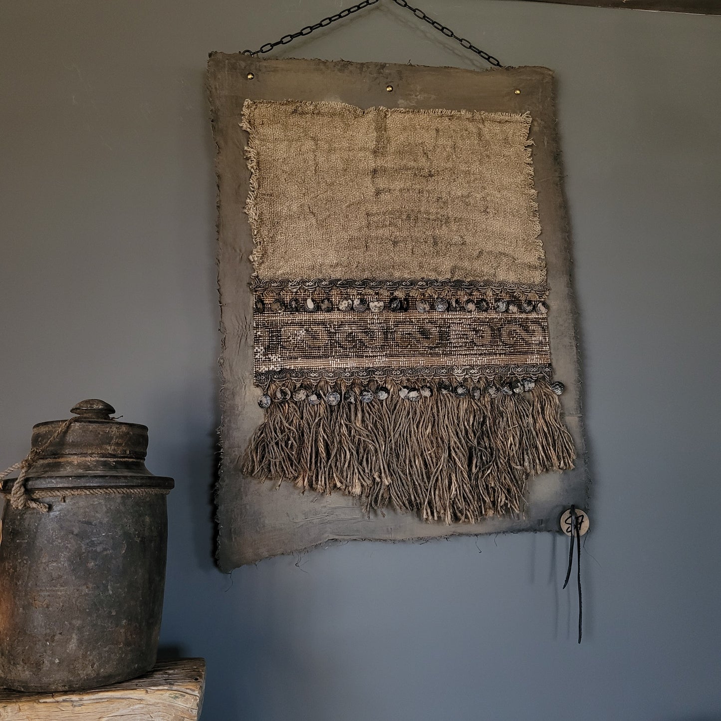 Uniek handgemaakt wanddoek kelim San7