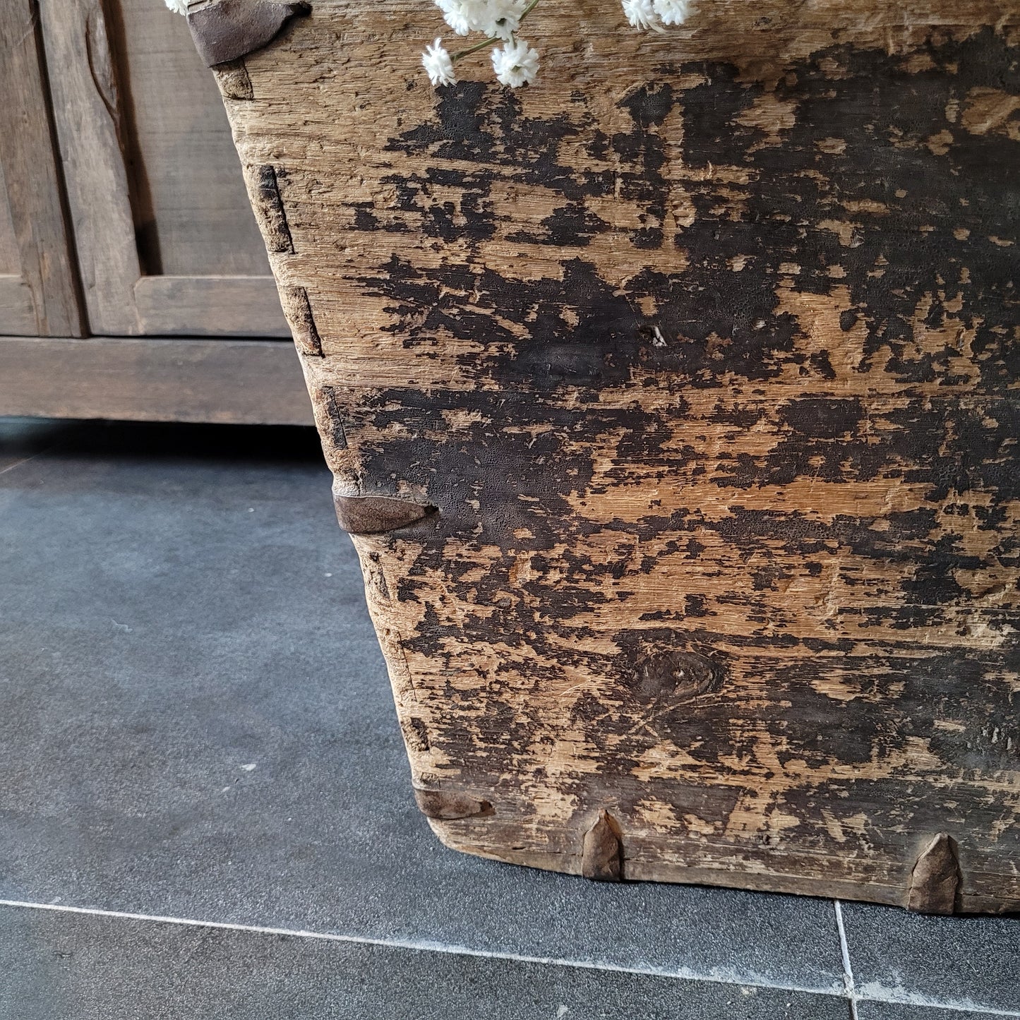 Uniek oud houten Chinese rijstbak met handvat nr. 2