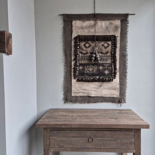 Uniek handgemaakt wanddoek San7