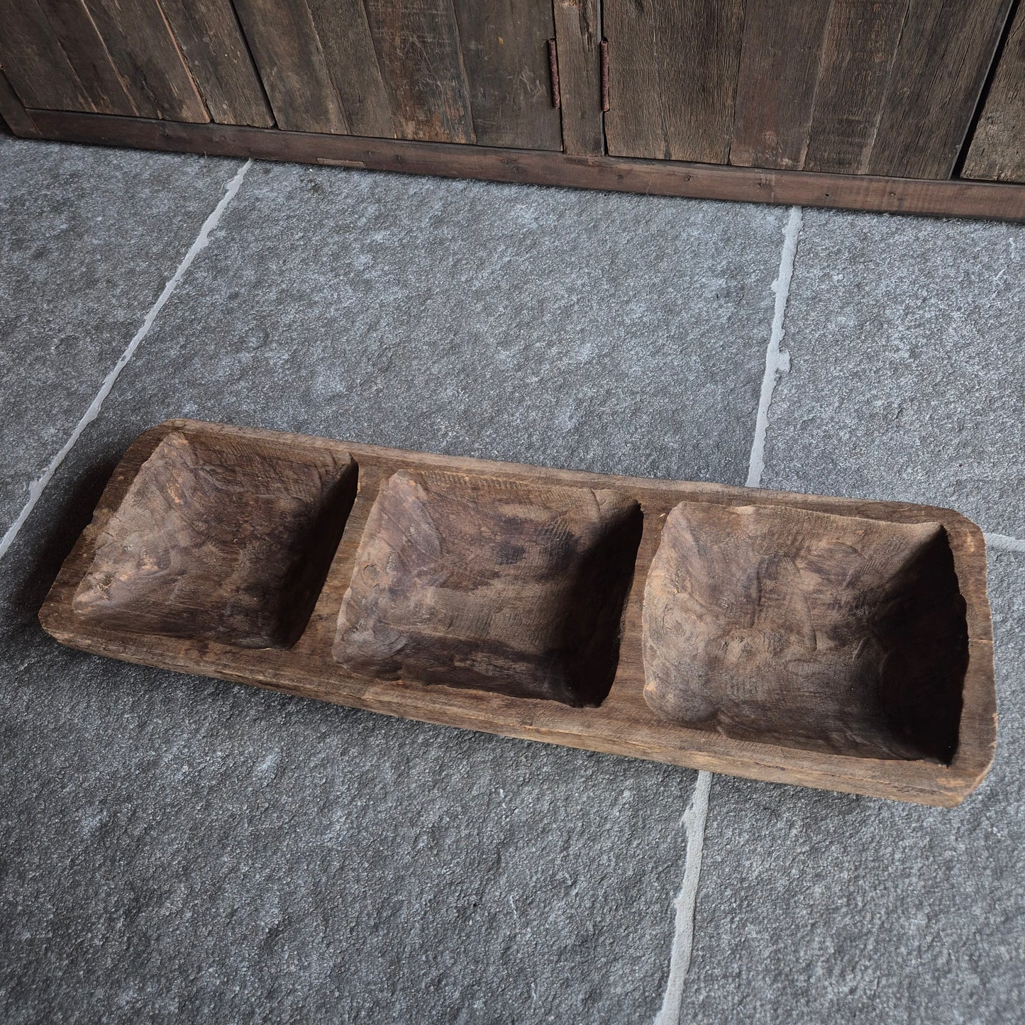 Houten 3-vaks trog