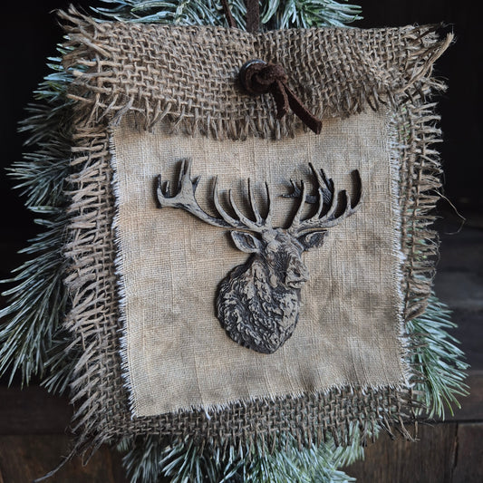 Handgemaakt jute rendier hanger San7 kerst