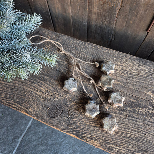 Glazen Kerst sterren aan touw slinger