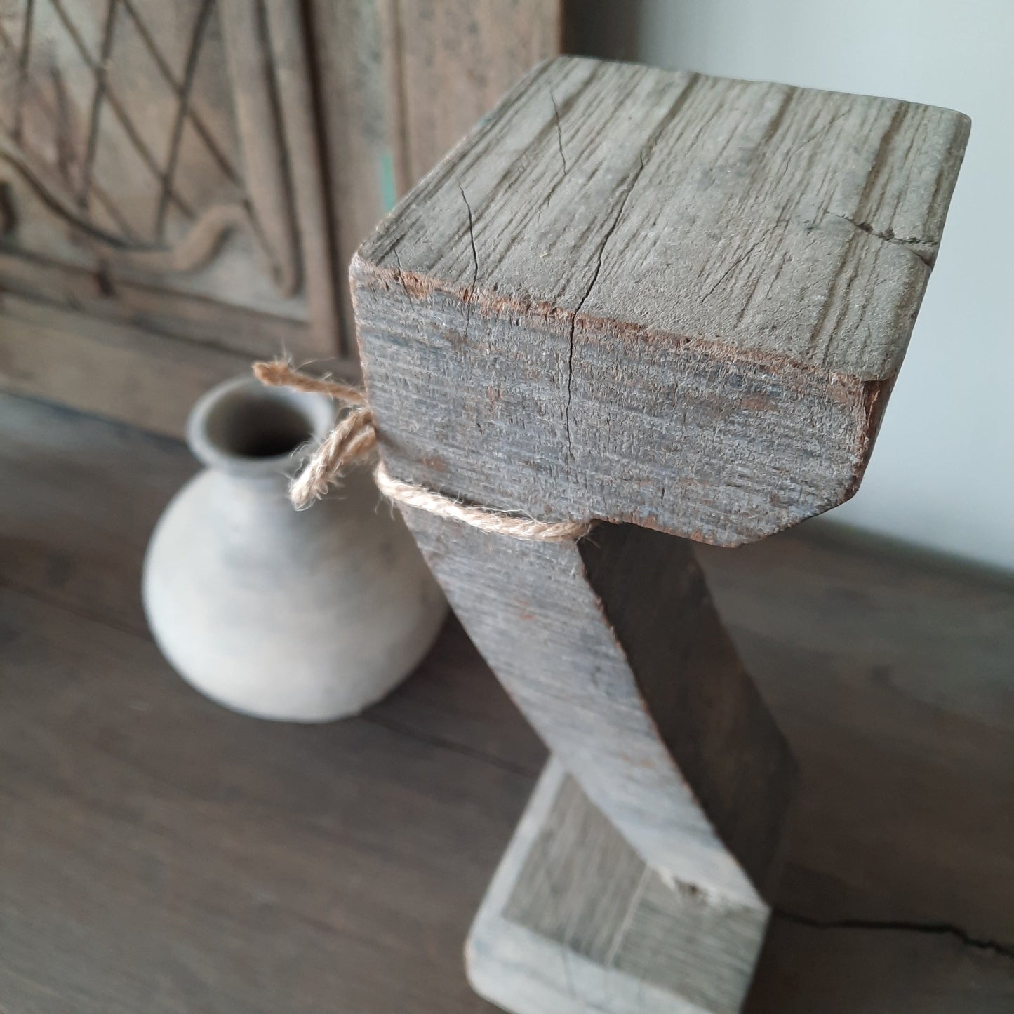 Kandelaar ornament hout Z-vorm uniek