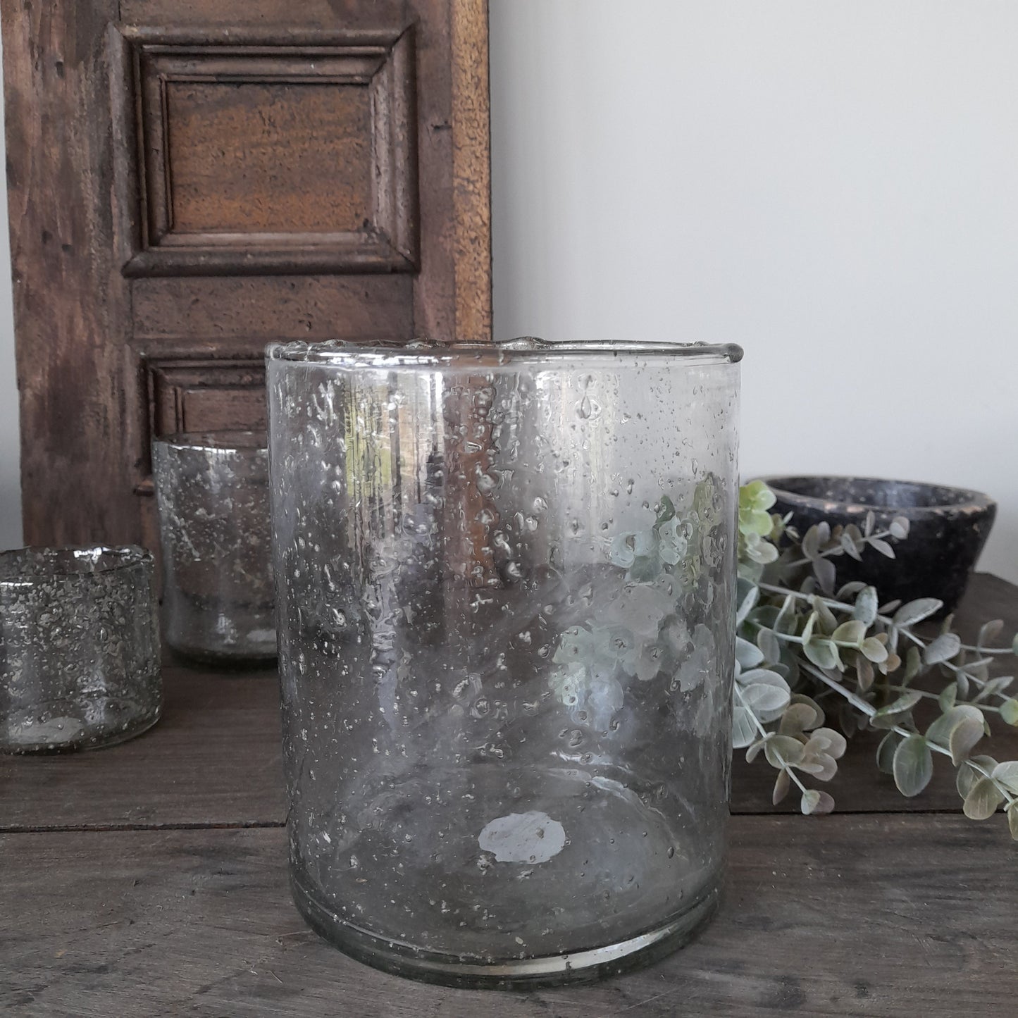 Windlicht bubbel glas maat S, M of L