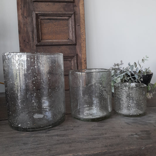 Windlicht bubbel glas maat S, M of L