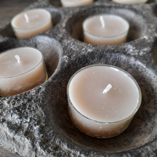 Waxinelichtje taupe in cup