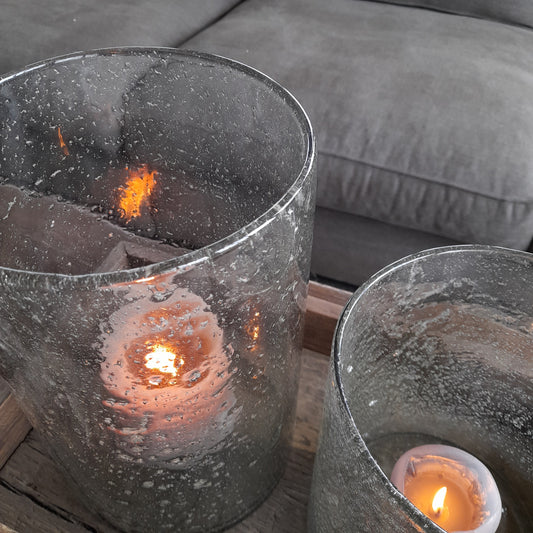 Windlicht bubbel glas XL of XXL