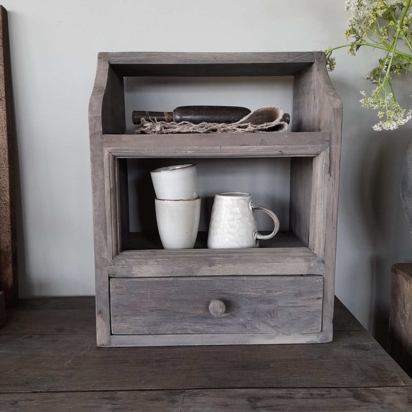 Houten gruttersbak met lade