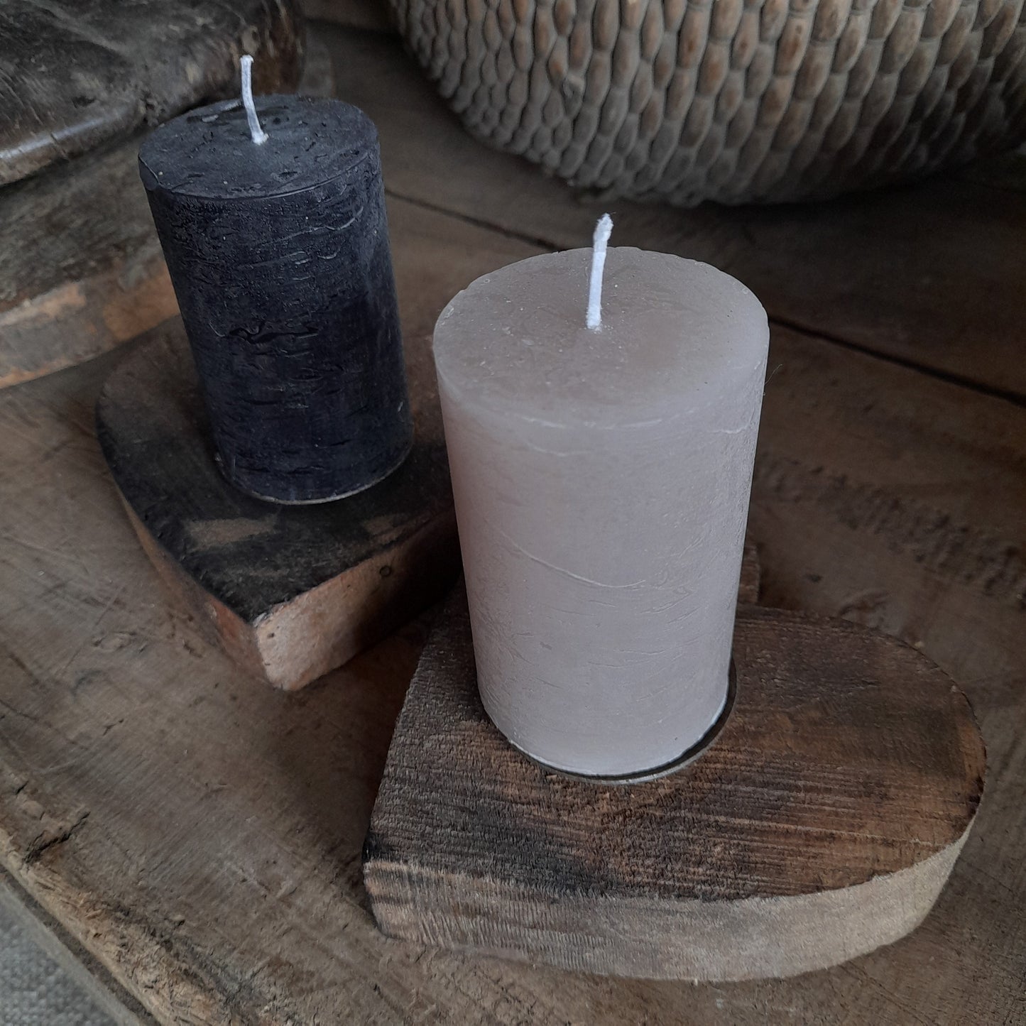 Houten hart kandelaar