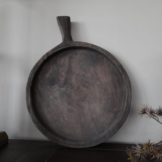 Houten serveerplank | chopping board | plank rond met handvat 40cm