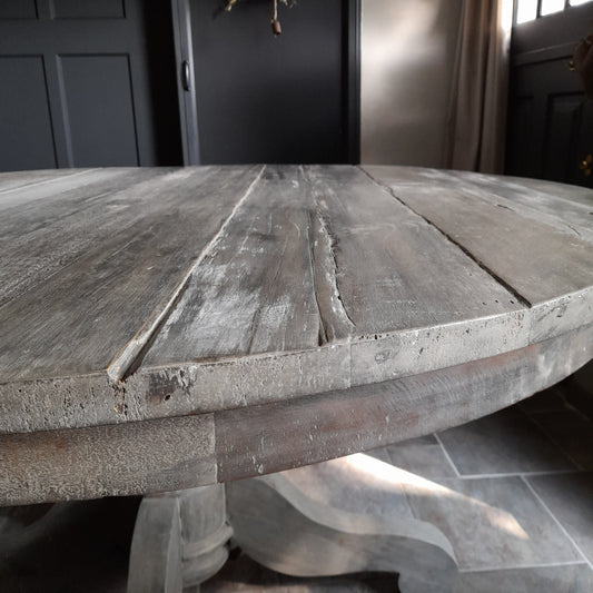 Ronde eettafel hout sober kloostertafel (bestelbaar)