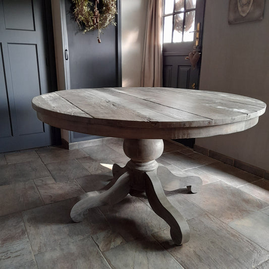 Ronde eettafel hout sober kloostertafel (bestelbaar)