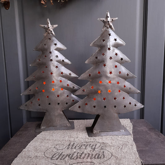 Kerstboom met deurtje voor theelicht ijzer
