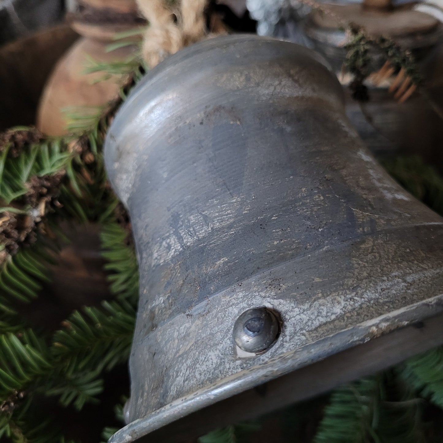Kerstklok zink aan touw XL