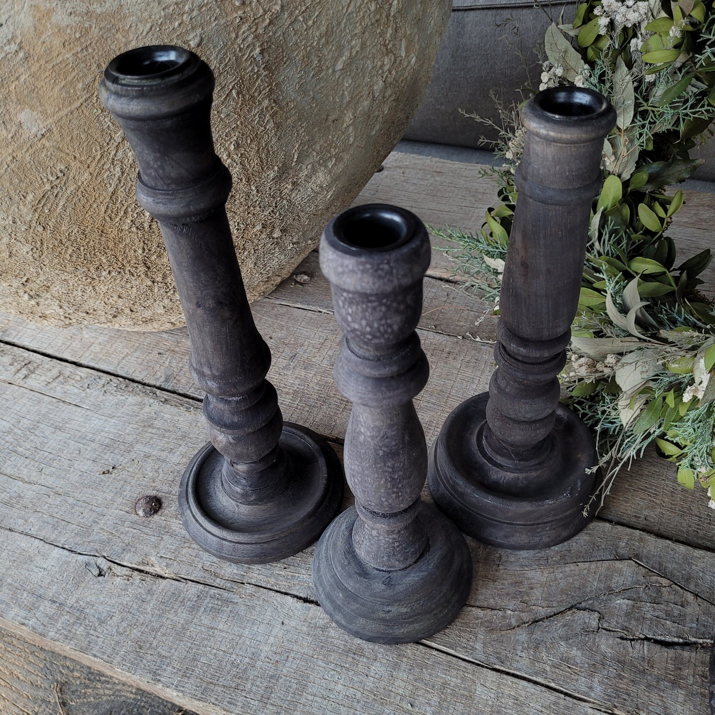 Kandelaar vergrijsd hout