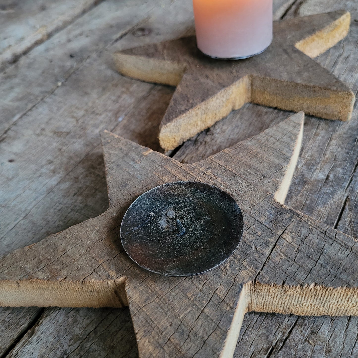 Houten ster kaarshouder