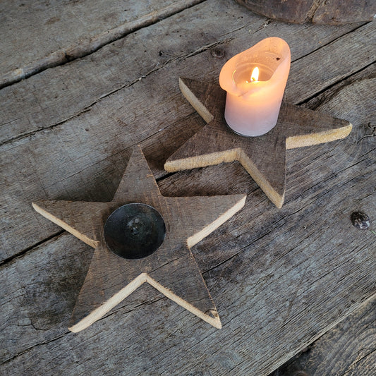 Houten ster kaarshouder