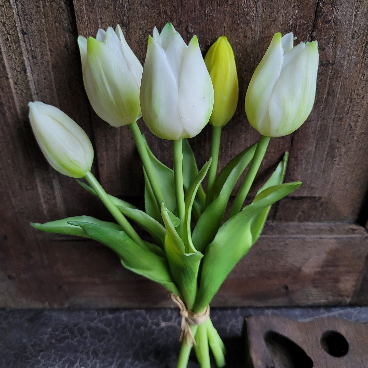 Bos kunst tulpen wit creme 25cm
