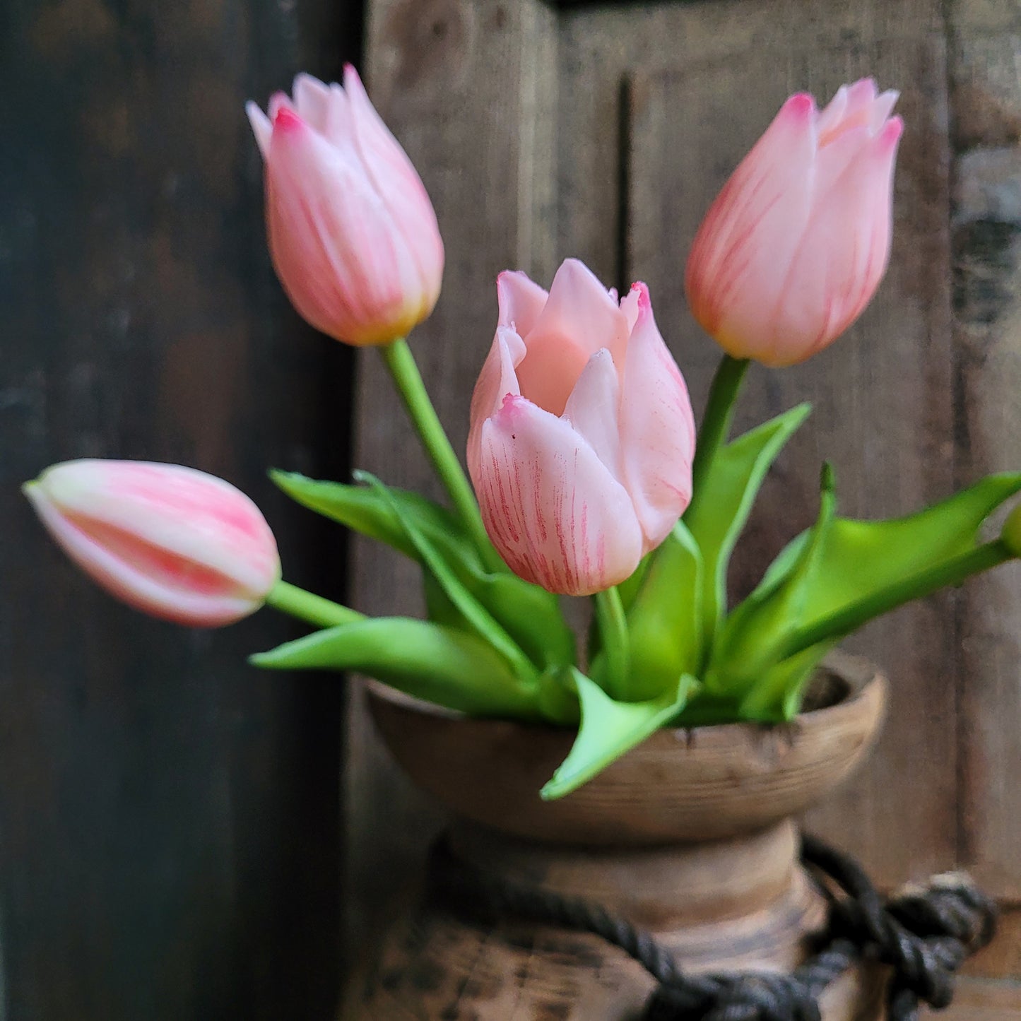 Bos kunst tulpen zacht roze 25cm