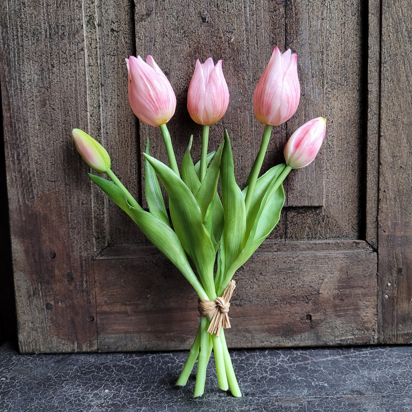 Bos kunst tulpen zacht roze 25cm