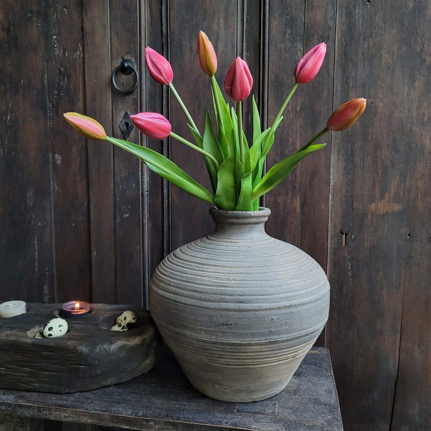 Bos kunst tulpen roze 43cm