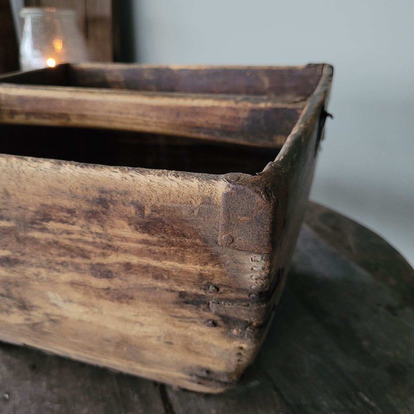Oud houten rijstbak met handvat nr. 4