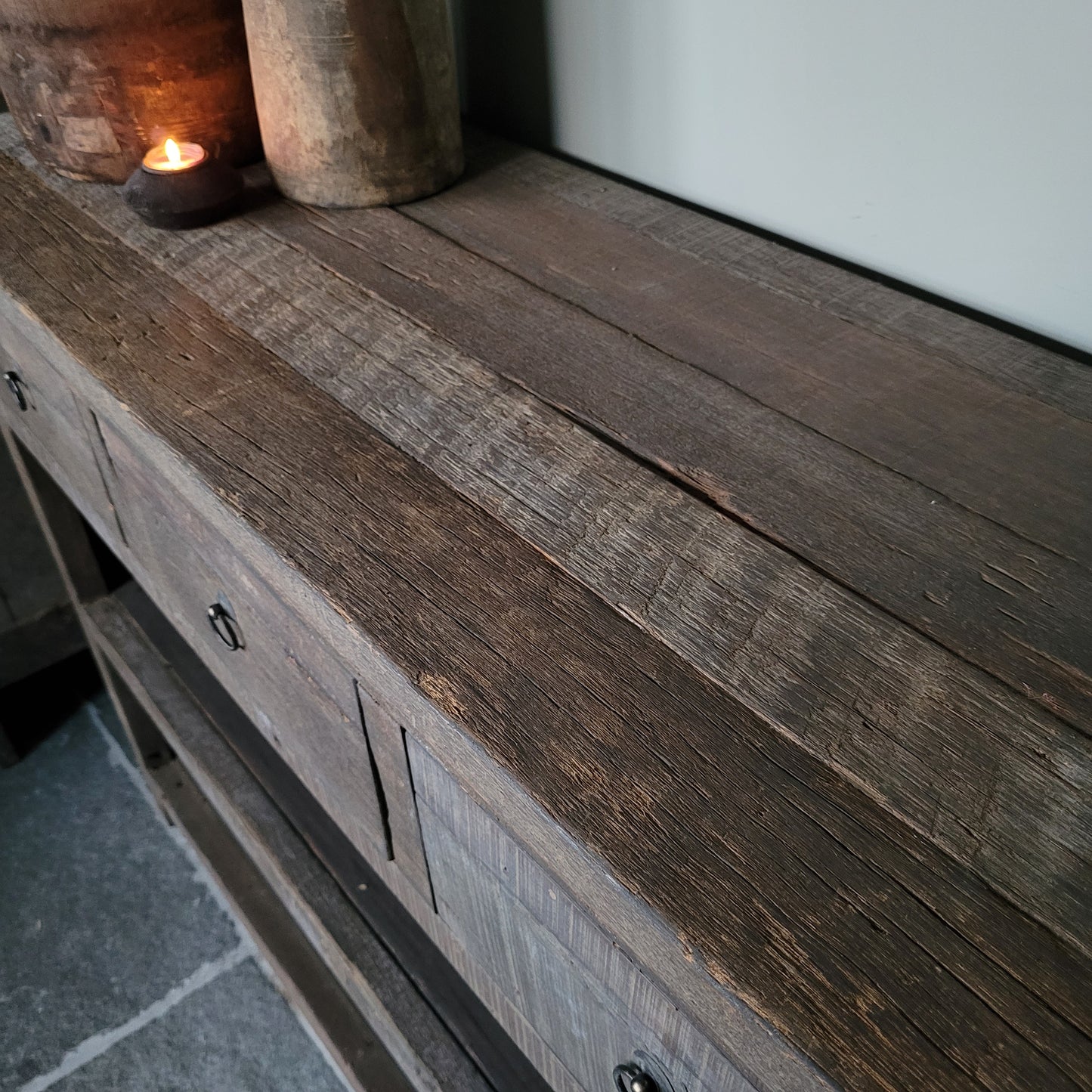 Dressoir Kota oud hout driftwood 3 lades