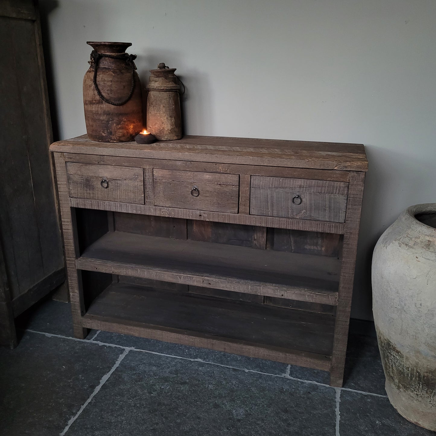 Dressoir Kota oud hout driftwood 3 lades