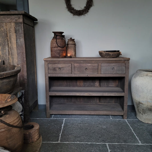 Dressoir Kota oud hout driftwood 3 lades