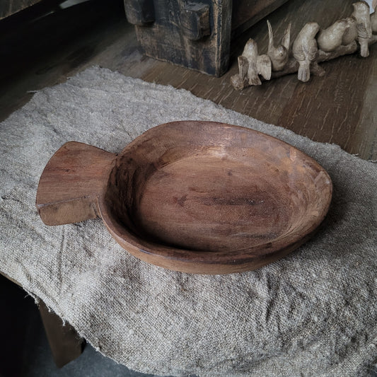 Oud houten schaaltje rond
