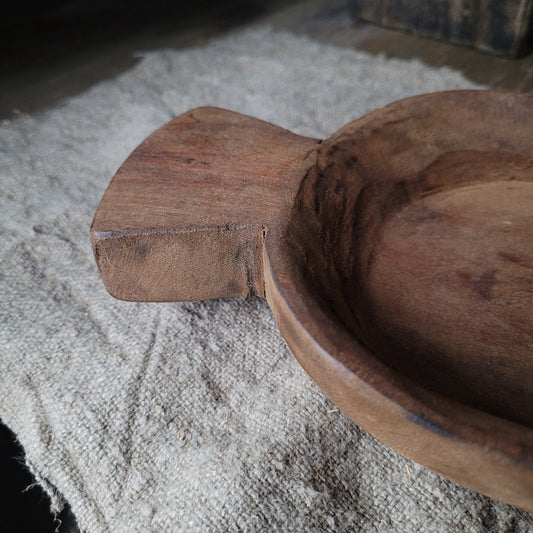 Oud houten schaaltje rond