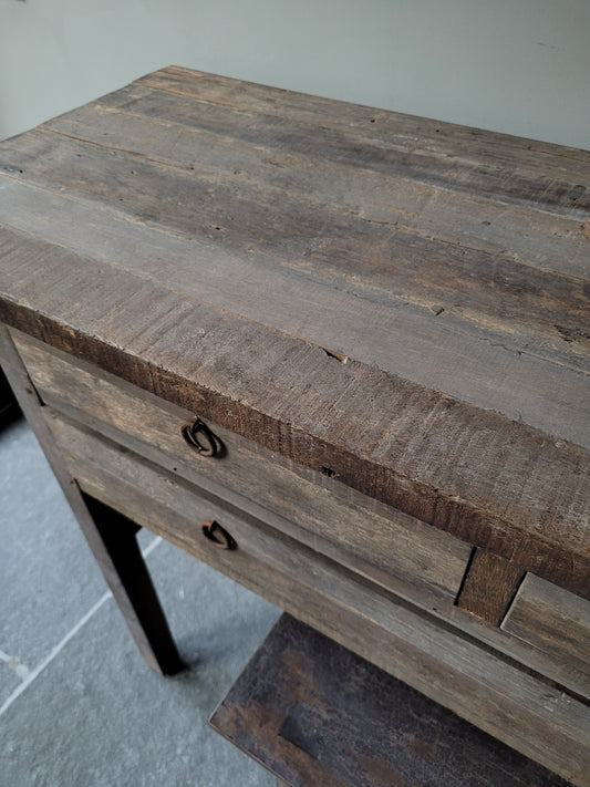 Sidetable Driftwood oud hout sober 3 lades